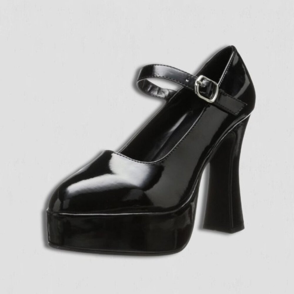 Ellie 300-Eden Maryjane Chunky Platform Goth punk Patent Leather Black sz US 6.5